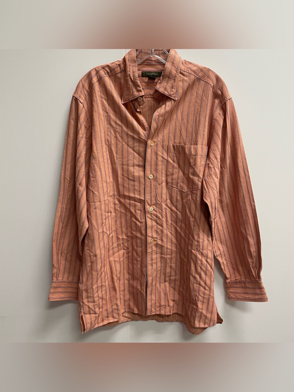 ERMENEGILDO ZEGNA ORANGE STRIPED BUTTON DOWN SHIRT SZ M